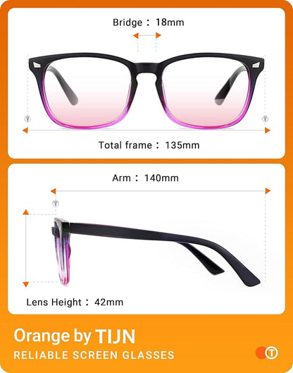 TIJN Blue Light Blocking Glasses for Women Men Clear Frame Square Nerd Eyeglasses Anti Blue Ray Computer Screen Glasses
