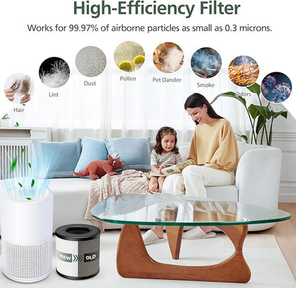 2 Pack PU-P05/AC201B HEPA Replacement Filter Compatible with FULMINARE PU-P05 Air Purifiers and Purivortex AC201B Air Purifiers, HEPA Air Filter for Home Pets Dander Dust Smoke Pollen