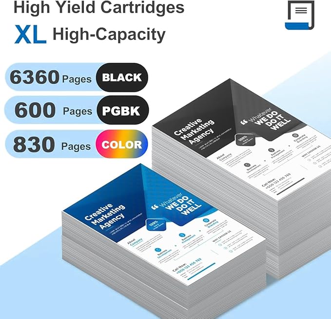 280XXL 281XXL Ink Cartridges 5 Pack High Yield Replacement for Cartridges PGI-280XXL CLI-281XXL for TR8520 Ink Cartridges for Pixma TR8620 TS6320 TR7520 TS6120 TS6220 TS8220 TS9520 TS9521C
