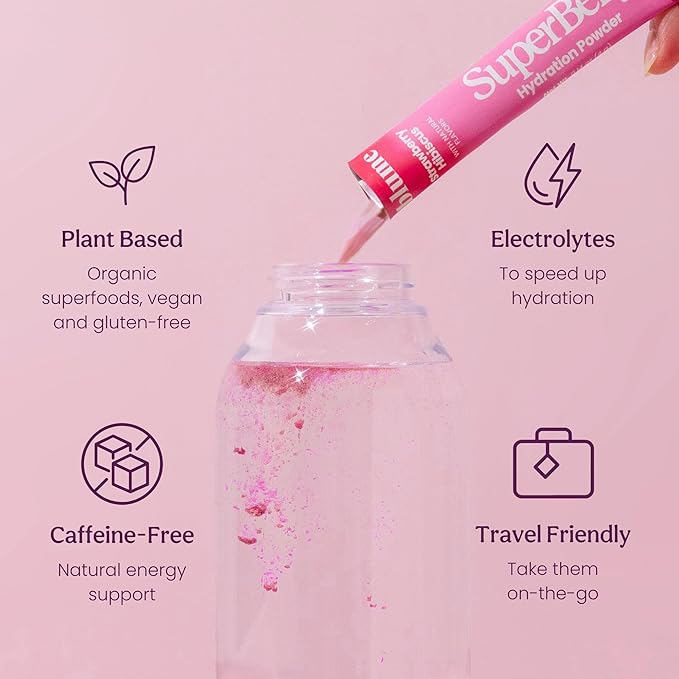 Blume SuperBelly Gut Health and On-The-Go Hydration Packets, GLP-1 Friendly, Sugar-Free, with Prebiotics, Probiotics, Apple Cider Vinegar, Vitamin C, and Electrolytes, Strawberry Hibiscus, 15 Sticks
