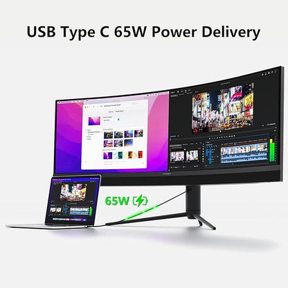 INNOCN 45 Inch 5K2K 5120 x 1440p 120Hz Ultrawide Curved Gaming Monitor, R1500, HDR400, USB Type-C 65W Power Delivery, PIP/PBP, Built-in Speaker, Height Adjustable, Black