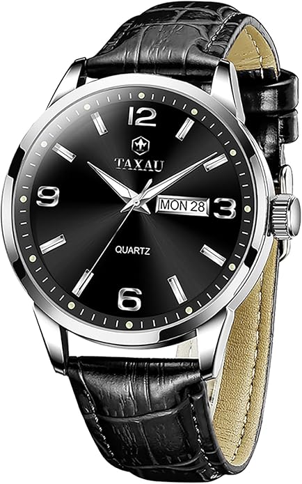 Watches for Men Leather Large Arabic Numerals Mens Watches Waterproof Band with Date Quartz Men's Wrist Watch