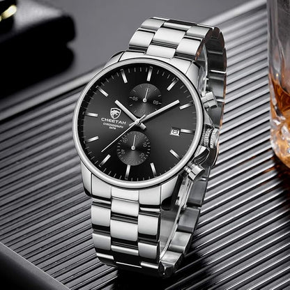 GOLDEN HOUR Fashion Business Mens Watches with Stainless Steel Waterproof Chronograph Quartz Watch for Men, Auto Date