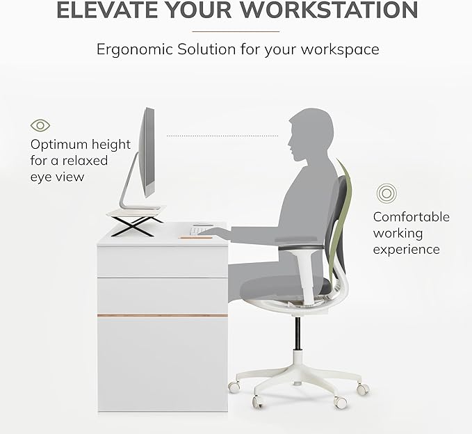 Anji Mountain Monitor Stand - Desktop Organizer & Laptop Riser, Ergonomic Monitor Riser, Space-Saving Monitor Stand for Desk, Durable Construction, Easy Assembly, Ideal for Home & Office,Walnut