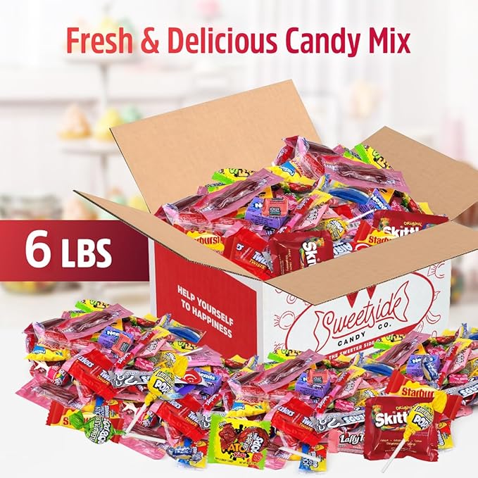 Bulk Candy Mix - 6lb of Individually Wrapped Party Variety, Favorite Sweets Giant Bag Assorted Classic for Pinata Filler, Goodie Bag Fun Size