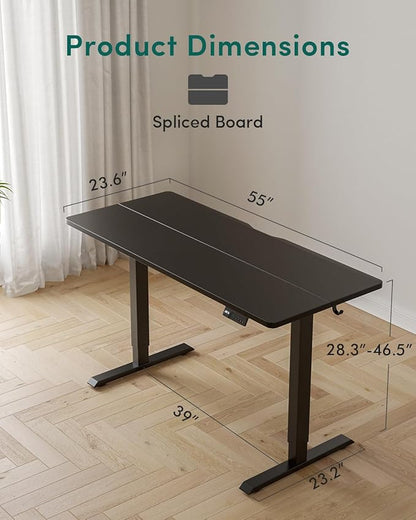 FEZIBO Electric Standing Desk Adjustable Height, 55 x 24 Inch Sit and Stand Desk, Home Office Desk, Ergonomic Computer Workstation, Black
