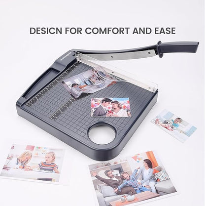 Paper Cutter,Paper Trimmer12" Cutting Length Heavy Duty Guillotine Paper Slicer with Safety Guard and Blade Lock,12 Sheets Capacity,Ideal for Offices,Homes,Printing Shops,Photo Studios (13079GREY)