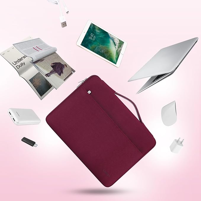 DOMISO 15.6 inch Laptop Case Sleeve Protective Cover Compatible with 16 inch MacBook Pro M4 M3 M2/Pro Max,15.6-16 inch HP Dell ASUS Lenovo Chromebook,Waterproof Computer Cases Bag with Handle,Wine