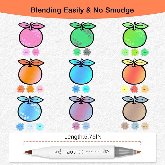 Taotree Alcohol Markers Brush Tip, 61 Pastel Colors Brush Markers Dual Tip Coloring Markers Pens, Brush & Fine Tip Sketch, Drawing Art Supplies Gift for Artist Adult Coloring Book Painting, Sketching