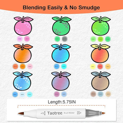 Taotree Alcohol Markers Brush Tip, 61 Pastel Colors Brush Markers Dual Tip Coloring Markers Pens, Brush & Fine Tip Sketch, Drawing Art Supplies Gift for Artist Adult Coloring Book Painting, Sketching
