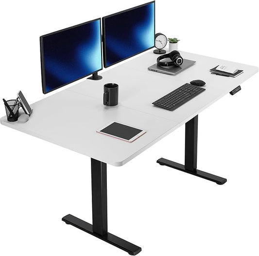 VIVO Electric 71 x 36 in Standing Desk, Memory Height Adjustment, 1B Series, White Top Black Frame, DESK-KIT-1B7W-36