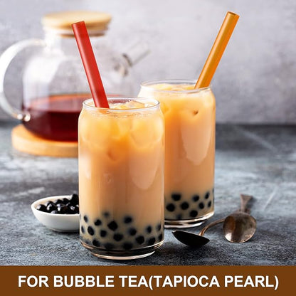 Angled Tips, 12 Pcs Wide Reusable Bubble Tea Straws with 4 Brushes - Multi Colors Jumbo Smoothie Straws, BPA FREE Plastic Straw for Bubble Tea (Tapioca, Pearls), Milkshakes