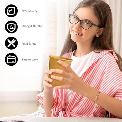 180 Pack 8 oz Paper Cups, Brown Kraft Disposable Paper Coffee Cups, Unbleached Paper Cups for Hot/Cold Beverage Party, Picnic, Travel, and Events.