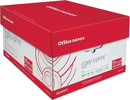 Office Depot Copy Print Paper, Legal Size, 20 Lb, 500 Sheets Per Ream, Case Of 10 Reams, 063224