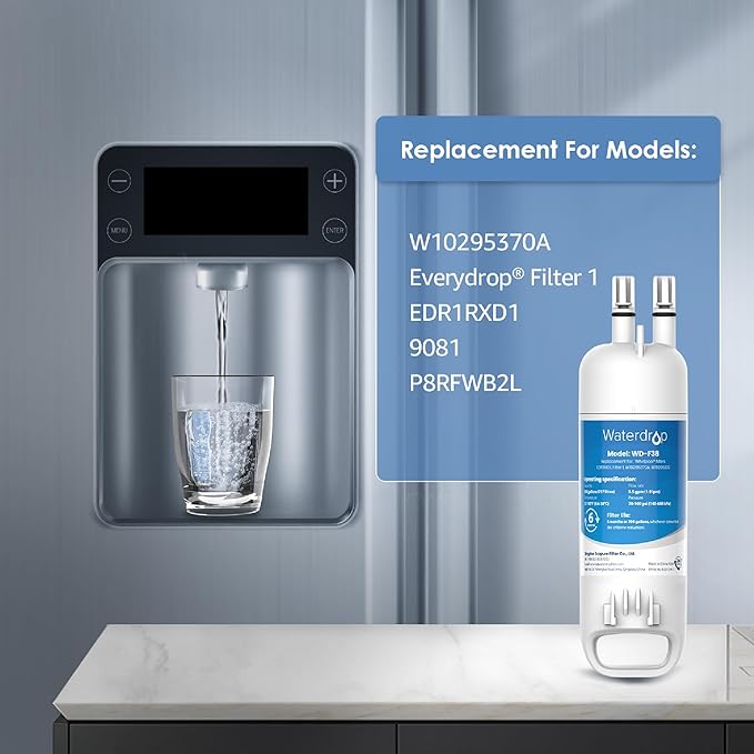 Waterdrop EDR1RXD1 Refrigerator Water Filter Replacement for Everydrop® Filter 1, W10295370A and Air Filter Replacement for Whirlpool® W10311524, FreshFlow AIR 1, 3 Combo