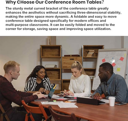 Folding Conference Table for 8People,Foldable Conference Room Tables Mobile Training Table with Wheels,Large Rectangular Meeting Seminar Table with Metal Leg,Modern Business Tables for Office (6, 71")