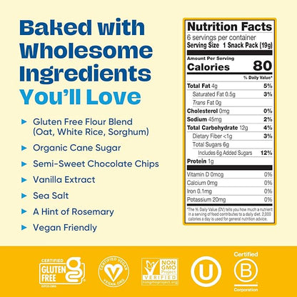 Gluten Free Partake Mini Crunchy Chocolate Chip Cookies + Bonus Bag of Classic Grahams - Vegan - Free From the Top 9 Allergens Including Dairy, Wheat, Soy, Eggs, & Peanuts - Non GMO - Safe School & Office Snack (25 Packs, 0.67 oz)