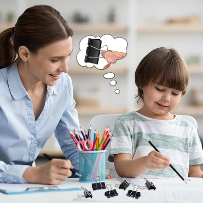 300 Pcs Binder Clips Medium, Clips Office Supplies, Black Paper Clamps for Teachers, Students, School, Office and Home Supplies Organization