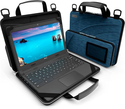 UZBL 11-11.6 Inch Always-on Chromebook Protective Hard Case with Accessory Pouch and Adjustable Shoulder Strap