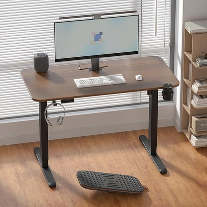 Standing Desk with Cable Management Tray, 48"x24" Electric Height Adjustable Sit Stand Desk, Memory Presets, Anti-Collision, Workstation for Home Office, Walnut Top Black Frame