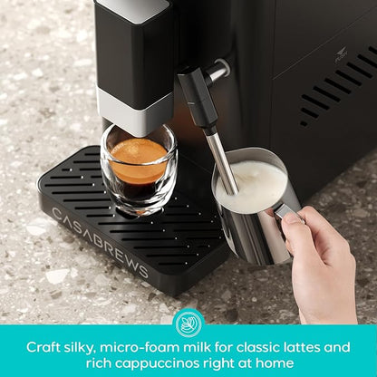 CASABREWS ACAFE Automatic Espresso Machine, 20bar Coffee Maker with Grinder and Milk Frother, Cappuccino Machines for Home or Office, All-in-One Grind and Brew Coffee Maker, Customizable Coffee Volume