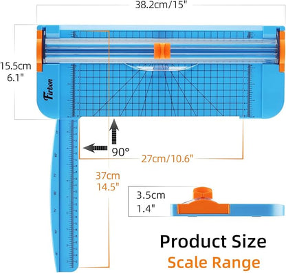 Firbon Blue A4 Paper Cutter, 12 Inch Titanium Straight Paper Trimmer with Side Ruler for Scrapbooking Craft, Paper, Coupon, Label, Cardstock
