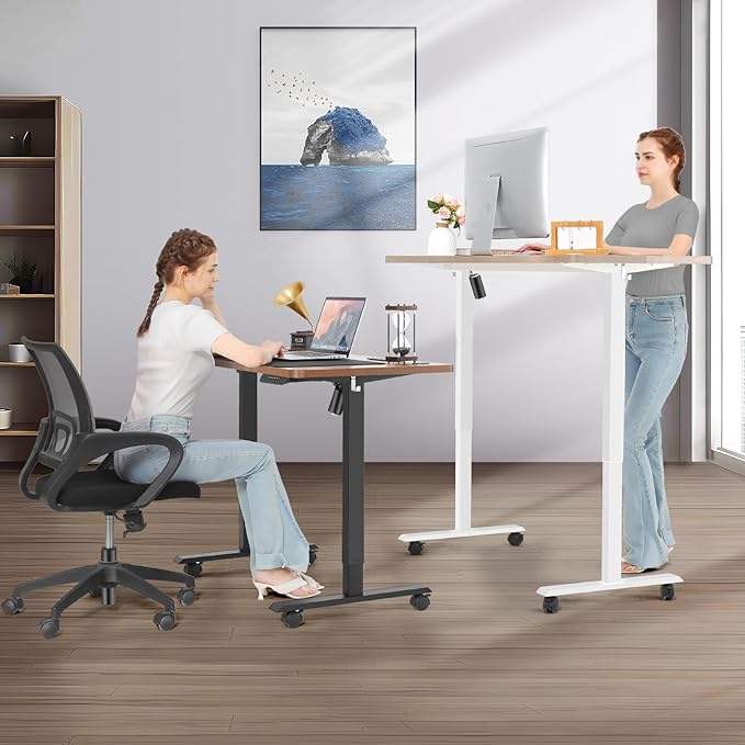 Electric Standing Desk 70 x 27 Inches Adjustable Height Sit Stand Up Desk for Home Office Computer Workstation Memory Preset with Wheels,Rustic Brown