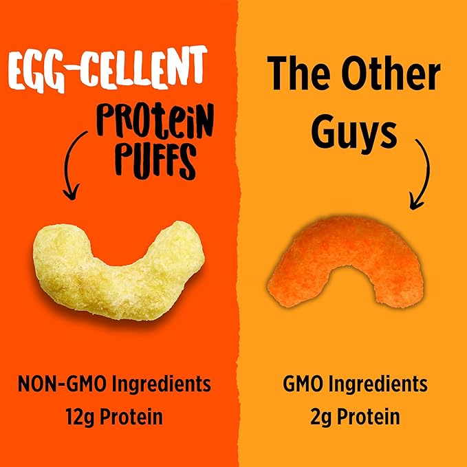 Todd's Better Snacks Egg-Cellent Protein Puffs, Sea Salt & Vinegar – 12g Protein, Gluten-Free, Paleo-Friendly, Baked, GLP-1 Compliant – Healthy Snack, Made with Egg Whites – 2.5 Oz (Pack of 4)