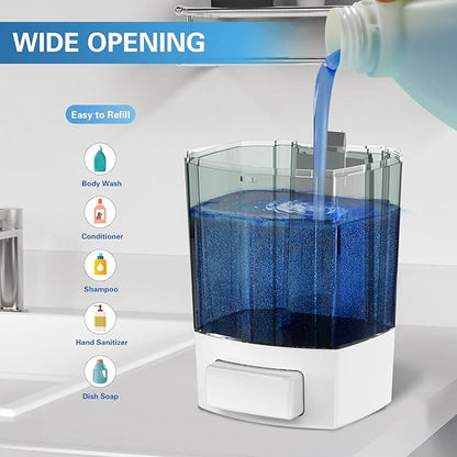 SVAVO Wall Mounted Soap Dispenser Kitchen Bathroom Manual Soap Dispenser Refillable Hand soap Dispenser for Liquid Contianers Shampoo Gel Chamber for Household Commerical 23.7oz (700ml) ABS