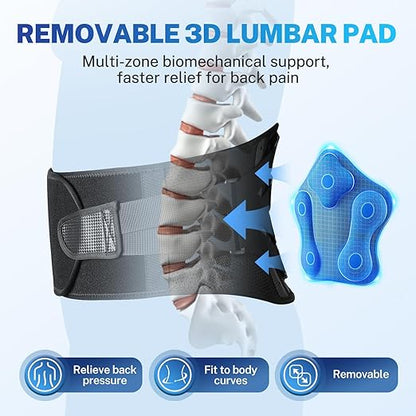 Back Brace for Women Men, Reinforced 3D Lumbar Support Pad, 4 Carbon Fiber Splints, Ultra-thin Air Mesh, Wear for Under Clothes, for Lower Back Pain Relief, Sciatica, Posture, Lifting, Size XXL