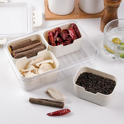 Snack Box Container, Divided Serving Tray with Lid, 4 Compartments