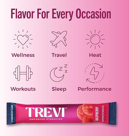 TREVI™ Sugar Free Electrolytes - Drink Mix Hydration Powder Packets - 8 Count - Raspberry