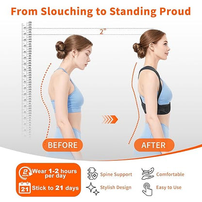 Posture Corrector for Women, Adjustable Upper Back Brace with Enhanced Support, Invisible Under Clothes, Breathable Back Straightener for Neck, Back Pain Relief, Correct Hunchback, Slouching (Small)