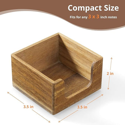 Sticky Note Holder, Acacia Wood Post It Note Dispenser for Office Desk Accessories, Self Stick Note Pad Holder, Memo Pad Holder Dispenser Organizer for School Office Desk Supplies