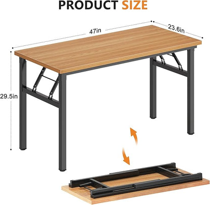 DlandHome 47 inches Folding Table Computer Desk Portable ActivityTable Conference Table Home Office Desk, Fully Assembled Teak DND-ND5-120TB1
