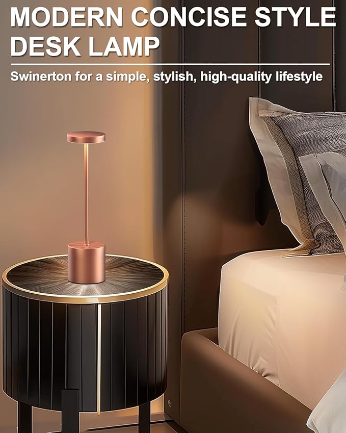 Cordless Table Lamps Rechargeable Set of 2, Portable LED Desk Lamp, 5000mAh Battery Powered Wireless Table Light - 3 Color Dimmable Lighting for Restaurant Dining Patio Outdoor Bedroom(Rose Gold)