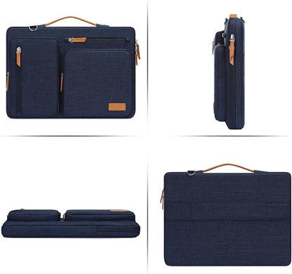 MOSISO 360 Protective Laptop Shoulder Bag,15-15.6 inch Computer Bags Compatible with MacBook Pro 16 inch, HP, Dell, Lenovo, Asus Notebook,Side Open Messenger Bag with 4 Zipper Pockets, Navy Blue