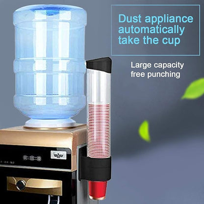 Cup Dispenser Wall Mounted Plastic Water Dispenser Disposable Cup Holder Rack, Paste or Screw Plate Mountable for Paper Cups Halloween Party Supplies(L, Black)