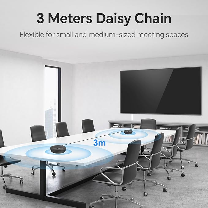 N newline Conference Speaker and Microphone, 2pk Bundle Conference Microphone w/Daisy Chain, 360° Voice Pickup, Noise Reduction, Bluetooth Speakerphone for Large Meetings Team Zoom, NewPie 90
