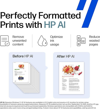 HP Smart Tank 5000 Wireless All-in-One Ink Tank Printer, Scanner, Copier with 2 years of ink included, Best-for-home, Refillable, AI-enabled (5D1B6A)