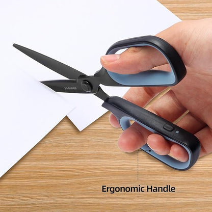 All Purpose Scissors - Comfort Grip, 3D Curved Cutting Edge, Stainless Steel Office Scissors for Sewing Fabric Home Craft School Supplies, 2-Pack (Blue, Green)