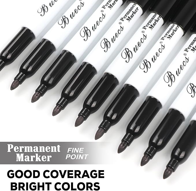 Permanent Markers, 60 Count Black Permanent Markers, Fine Point, Waterproof & Smear Proof Markers, Quick Drying, Office Supplies for School, Office, Home