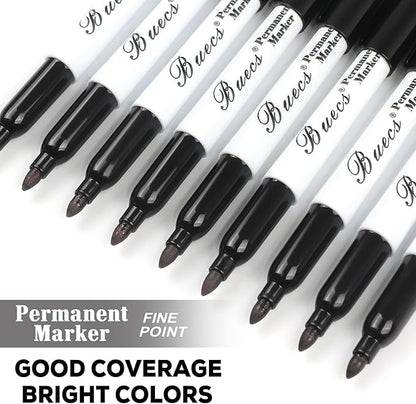 Permanent Markers, 60 Count Black Permanent Markers, Fine Point, Waterproof & Smear Proof Markers, Quick Drying, Office Supplies for School, Office, Home
