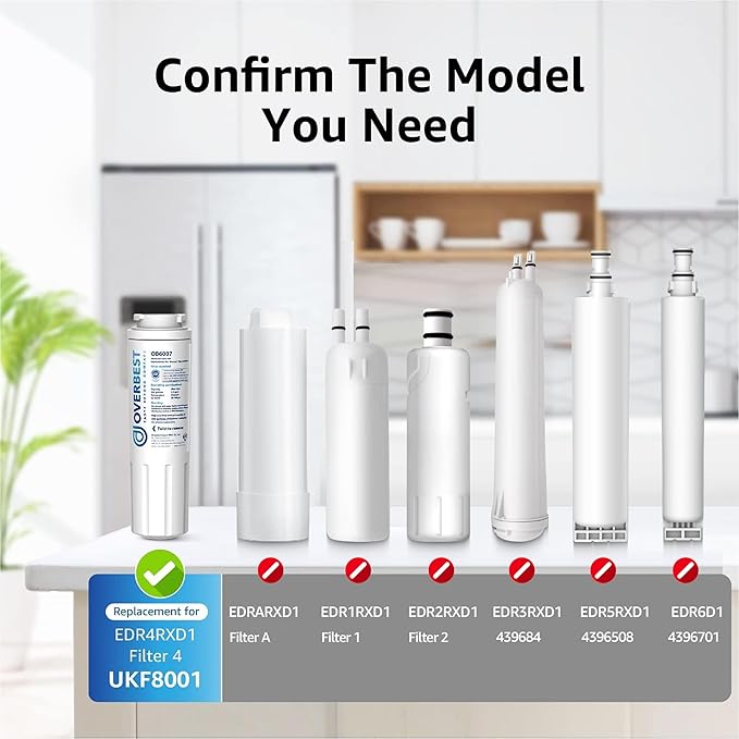 Overbest UKF8001 Replacement for EveryDrop by Whirlpool Refrigerator Water Filter 4, EDR4RXD1