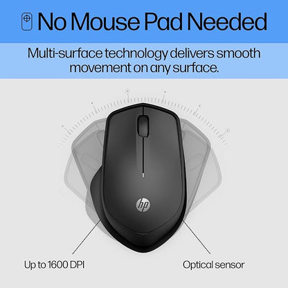HP Wireless Silent 280M Mouse - Ergonomic Right-Handed Design, 18 Month Battery Life, and 2.4GHz Reliable Connection - Works for Computers and Laptops - Far Quieter Clicks than Most Mice,Black