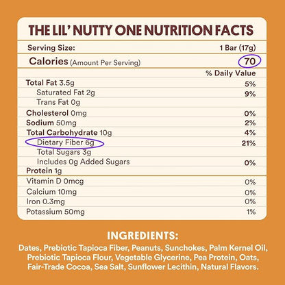 Harken Sweets The Lil’ Nutty Ones, Mini Oat Milk Chocolate Candy Bars with Peanuts, Sweetened with Dates, No Sugar Added, High Fiber, Gluten-Free, Plant-Based, 6 Pouches (30 Bars)