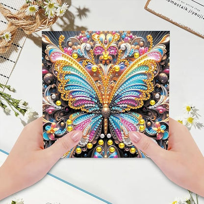 6pcs DIY Butterfly Diamond Art Painting Greeting Cards Kit, Rhinestone Art Holiday Birthday Card Set with Envelopes, DIY Festival Craft for Girlfriend, Christmas Valentine Gift Making Supplies
