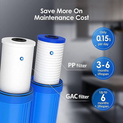 Waterdrop FXHTC AP810 10" x 4.5" Whole House Water Filter, Replacement for GE® FXHTC, 3M® Aqua-Pure AP810, Culligan® RFC-BBSA, W50PEHD, GXWH40L, GXWH35F, DuPont WFHD13001, Pentek® R50-BB