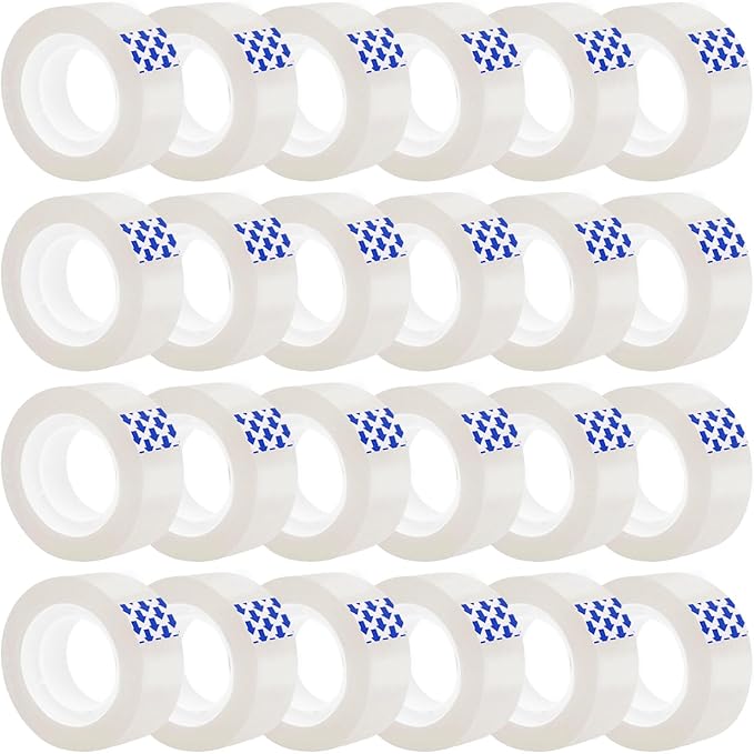24 Rolls Clear Tape, Transparent Tape Refills for Dispenser, 1 Inch Core, 3/4 x 800 Inches, Strong Adhesive for Gift Wrapping, Office, School, Home, Desk Supplies & Crafts