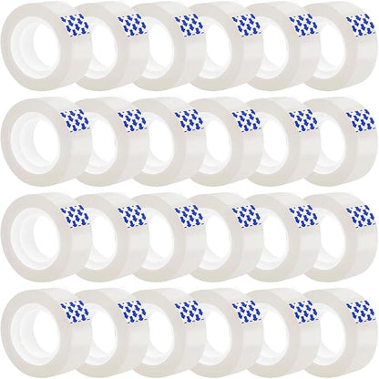 24 Rolls Clear Tape, Transparent Tape Refills for Dispenser, 1 Inch Core, 3/4 x 800 Inches, Strong Adhesive for Gift Wrapping, Office, School, Home, Desk Supplies & Crafts